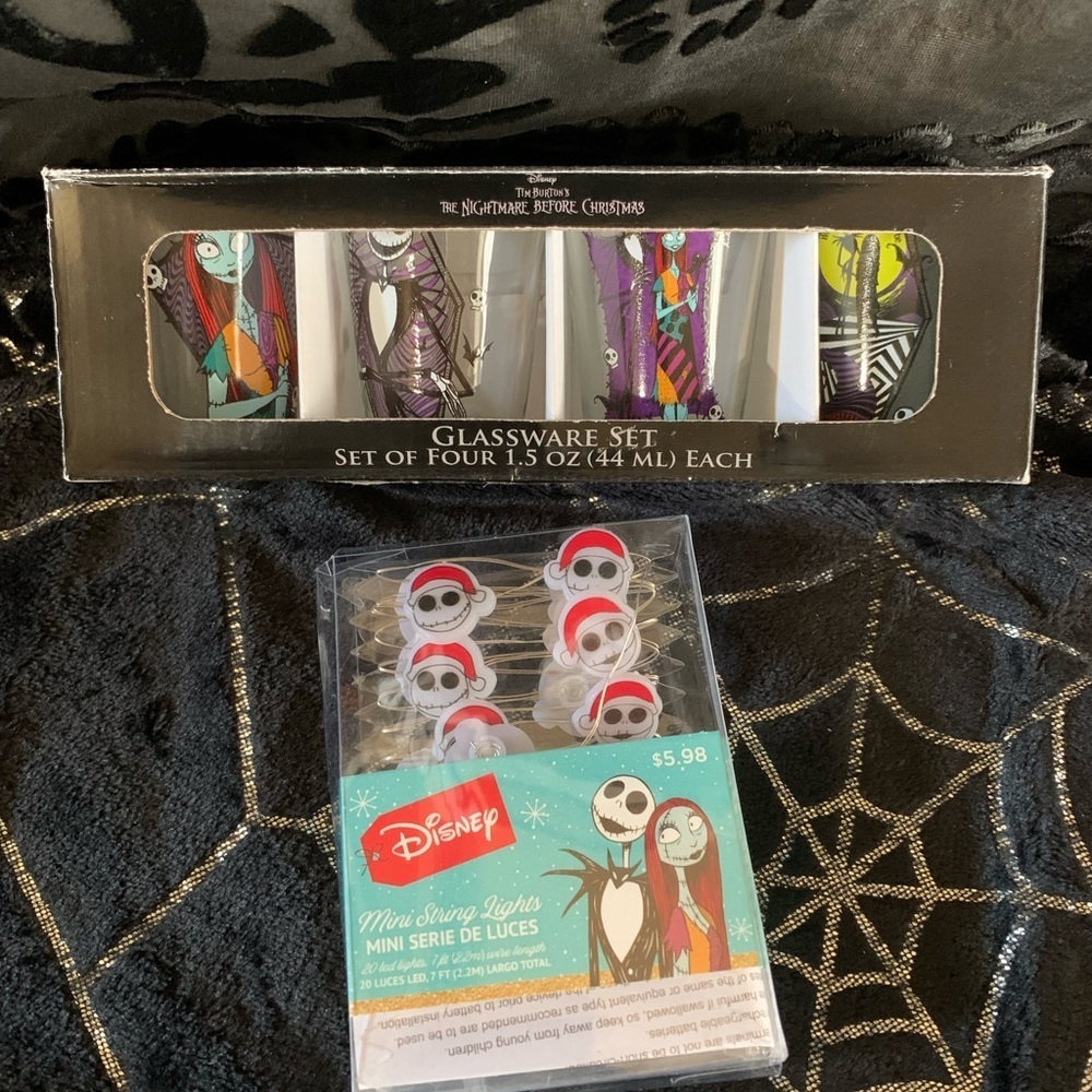 Nightmare Before Christmas Shot Glasses‎ and String of Lights Bundle